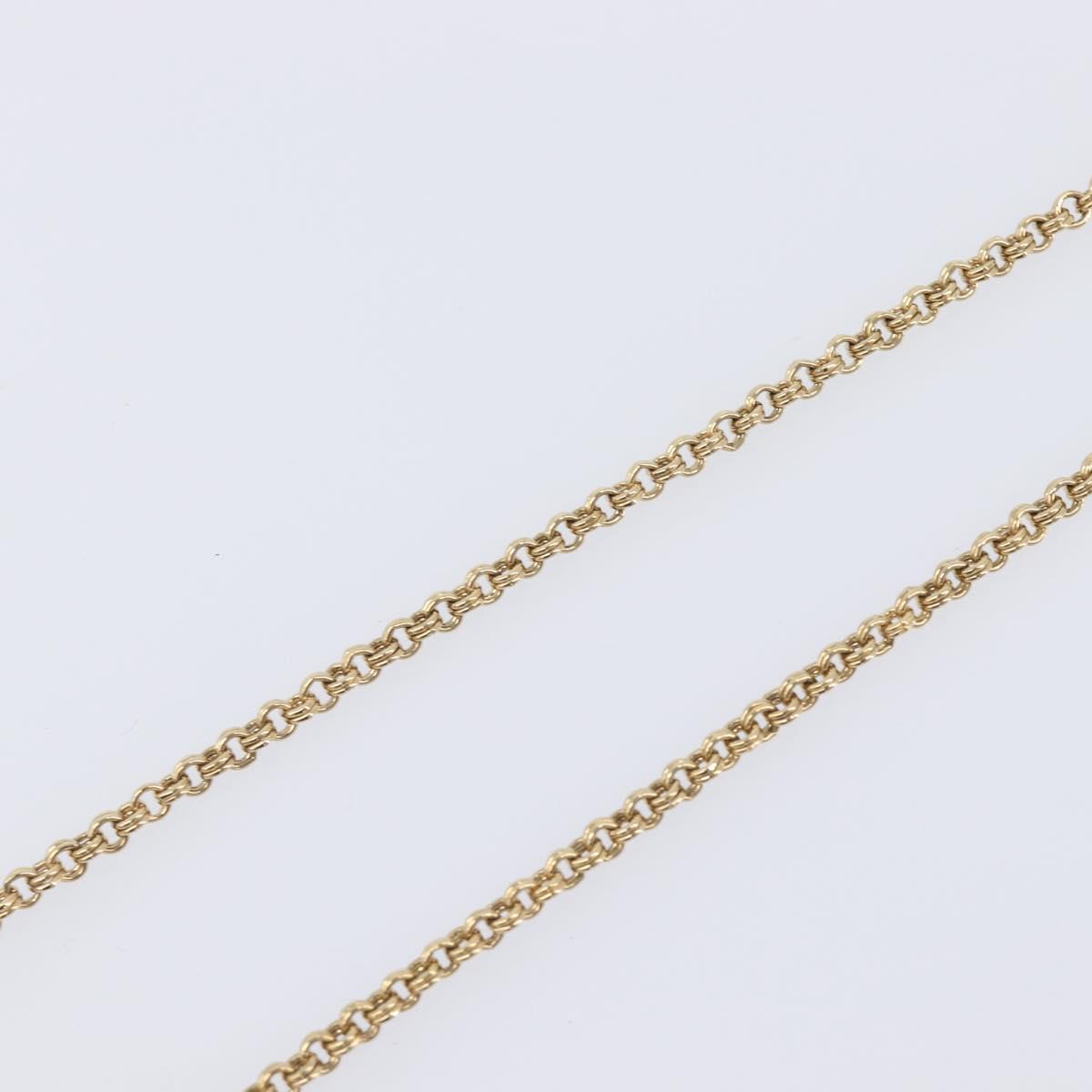 Christian Dior CD Logo Circle Necklace Metal Gold Tone Auth SK157V