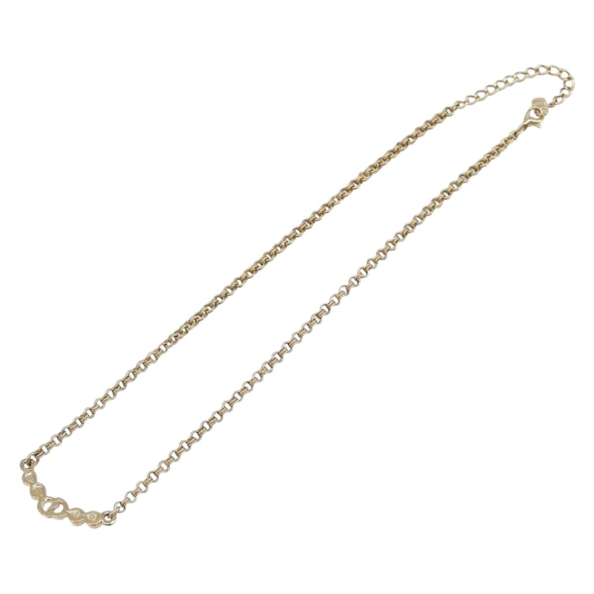 Christian Dior CD Logo Circle Necklace Metal Gold Tone Auth SK157V