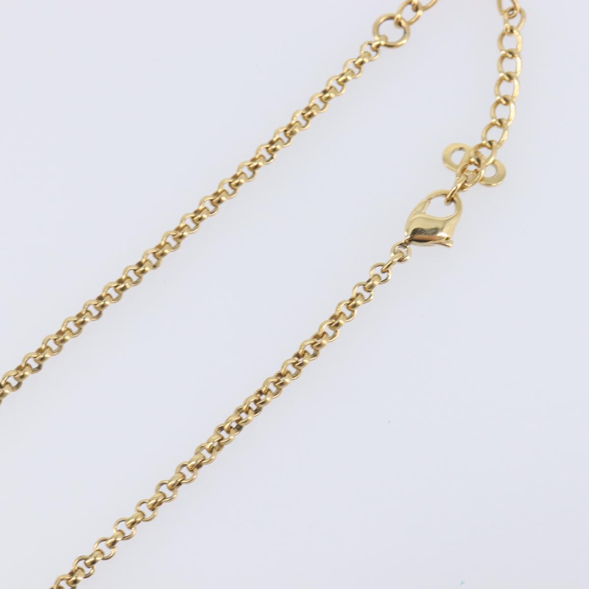 Christian Dior Flower Necklace Metal Gold Tone Auth SK158