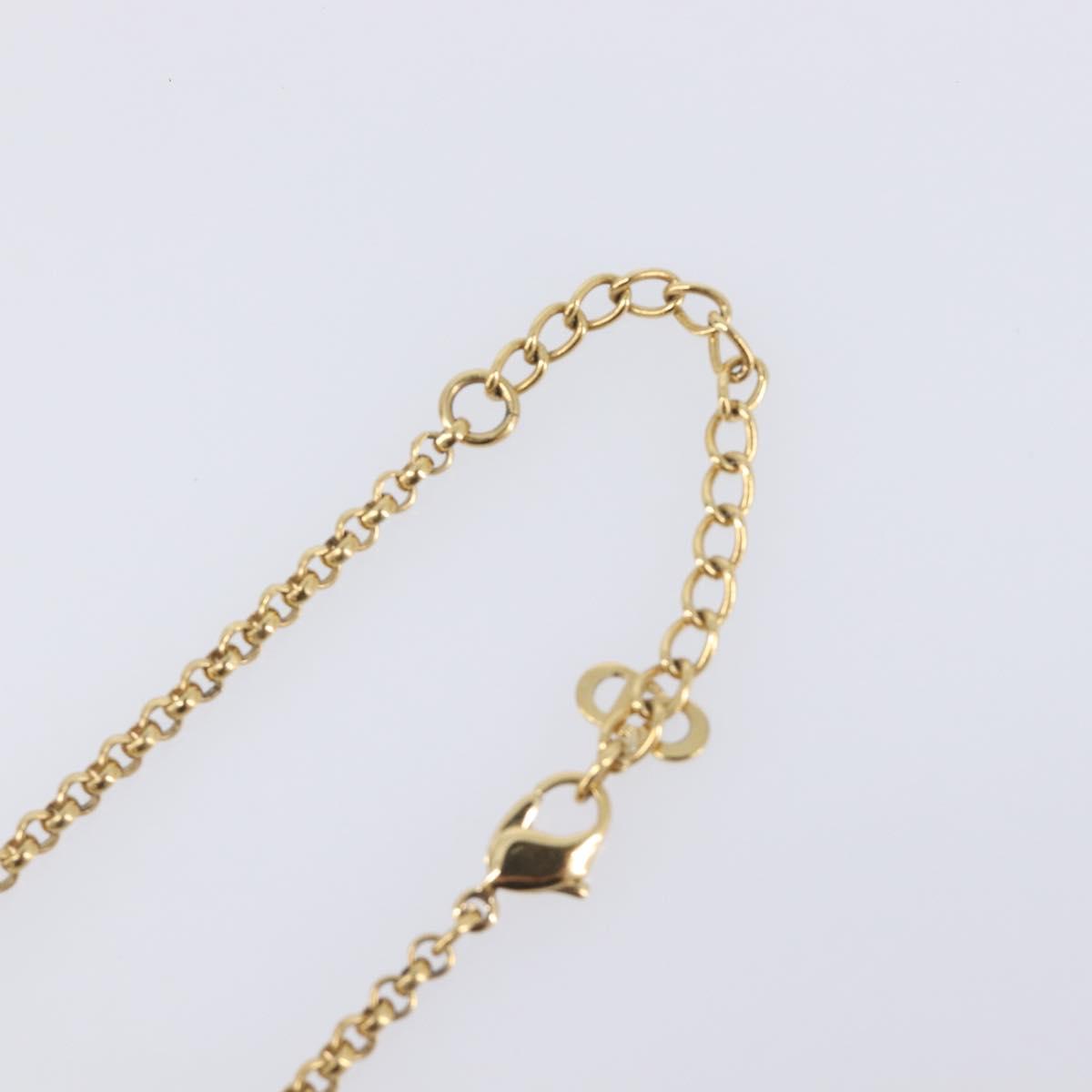 Christian Dior Flower Necklace Metal Gold Tone Auth SK158
