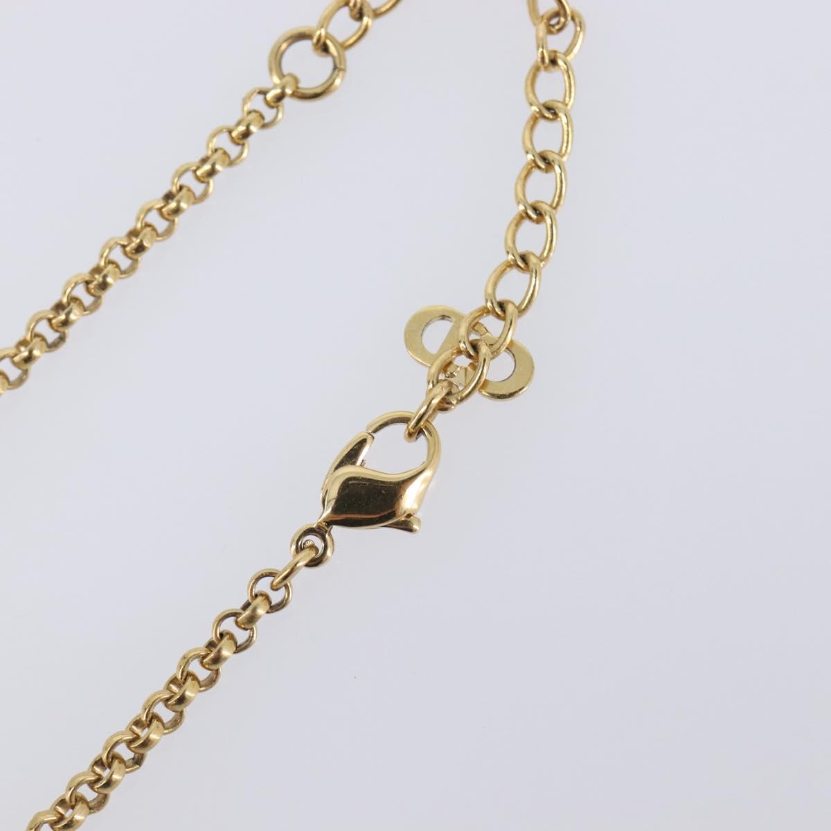 Christian Dior Flower Necklace Metal Gold Tone Auth SK158
