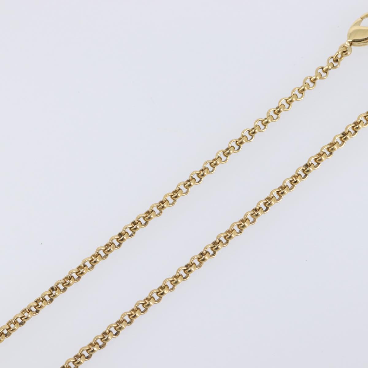 Christian Dior Flower Necklace Metal Gold Tone Auth SK158