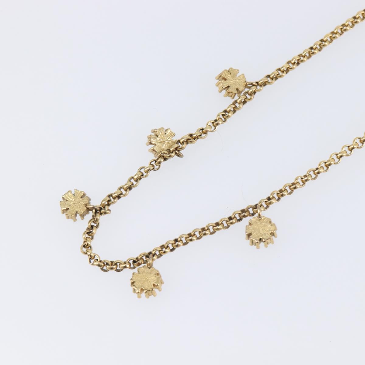 Christian Dior Flower Necklace Metal Gold Tone Auth SK158