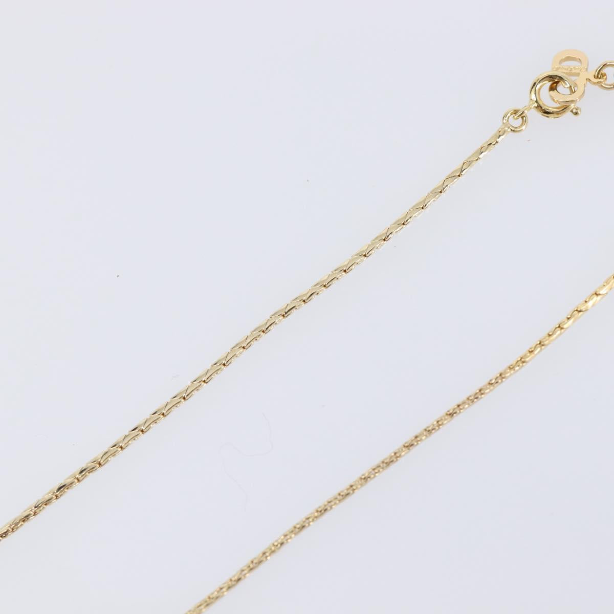 Christian Dior Necklace Metal Gold Tone White Auth SK159