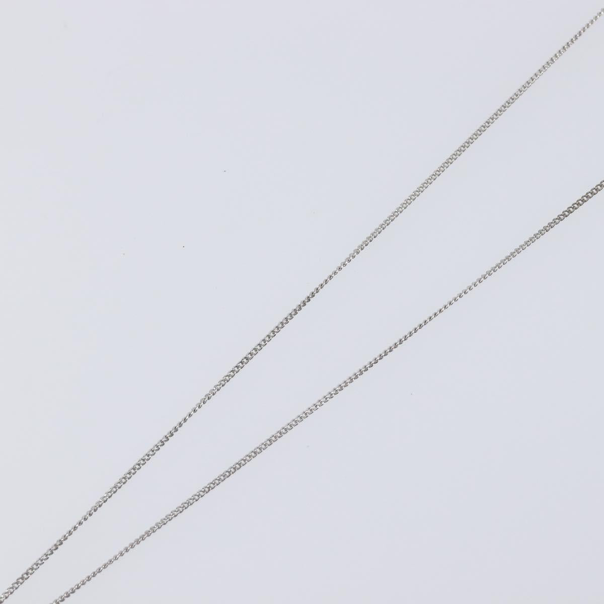 Christian Dior CD Logo Necklace Metal Silver Auth SK160