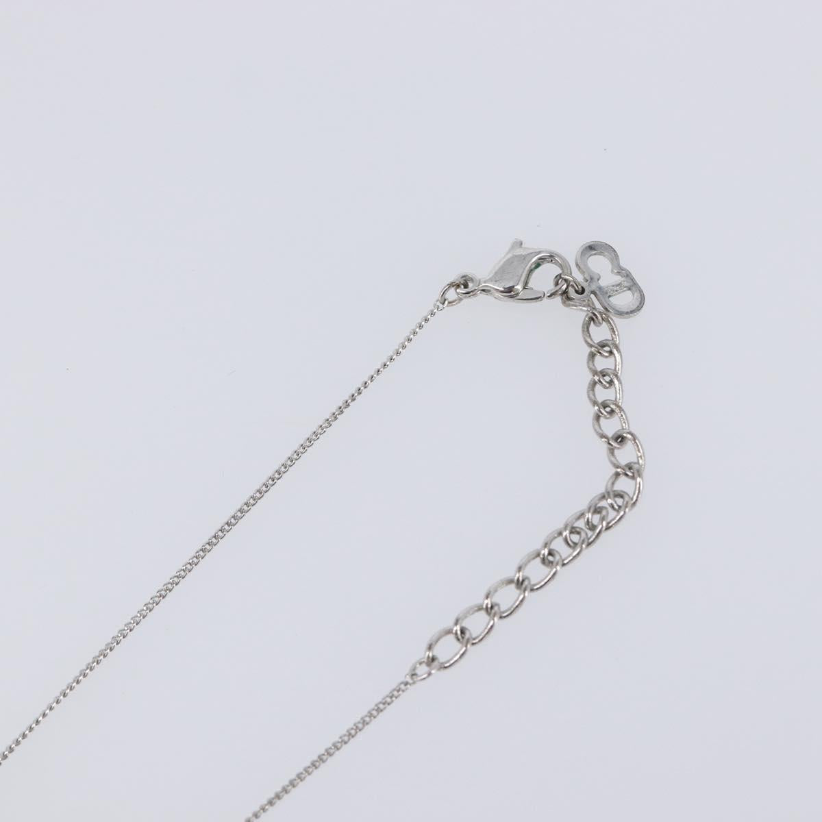 Christian Dior CD Logo Necklace Metal Silver Auth SK160