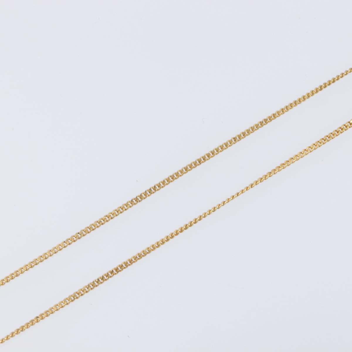 Christian Dior CD Logo Rhinestone Circle Necklace Metal Gold Tone Auth SK161