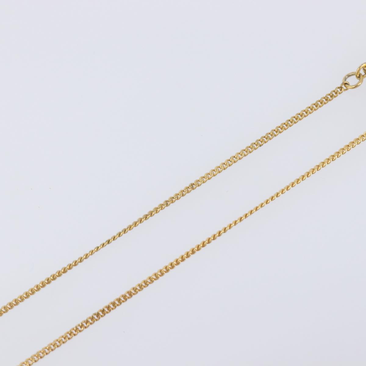 Christian Dior CD Logo Rhinestone Circle Necklace Metal Gold Tone Auth SK161