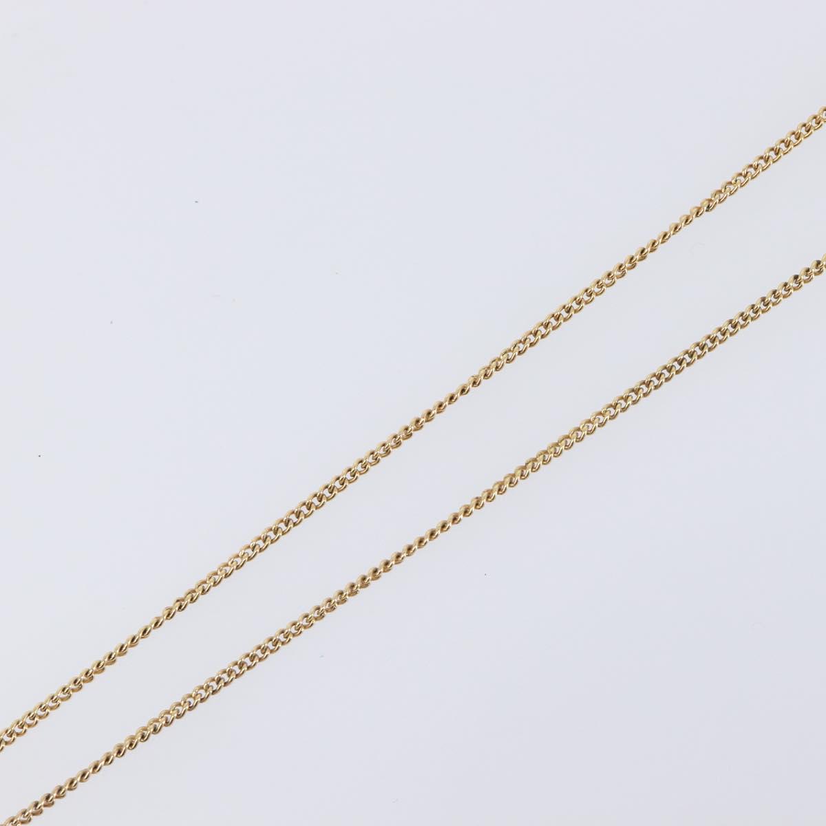 Christian Dior CD Logo Circle 2P Stone Necklace Metal Gold Tone Auth SK162