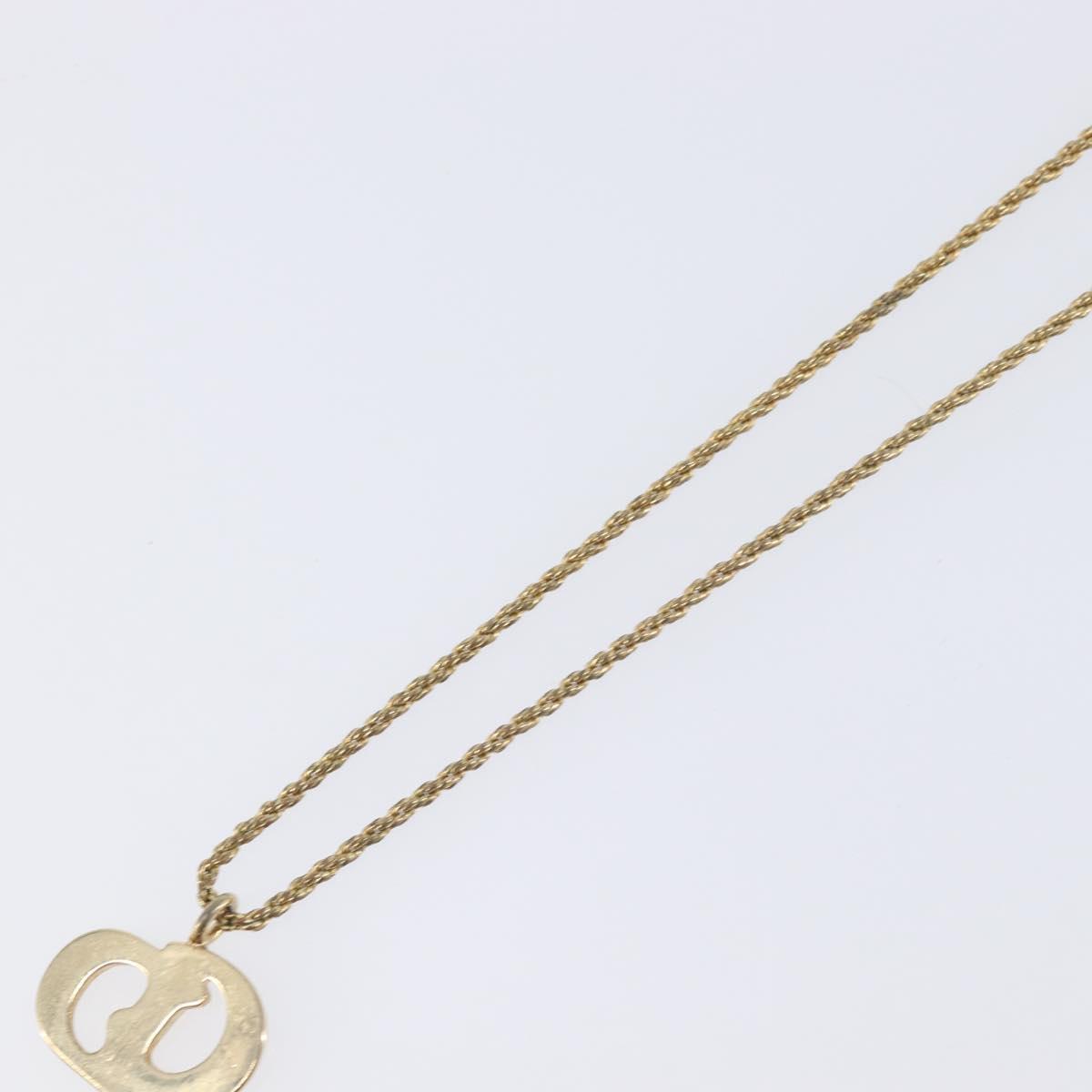 Christian Dior CD Logo Necklace Metal Gold Tone Auth SK165