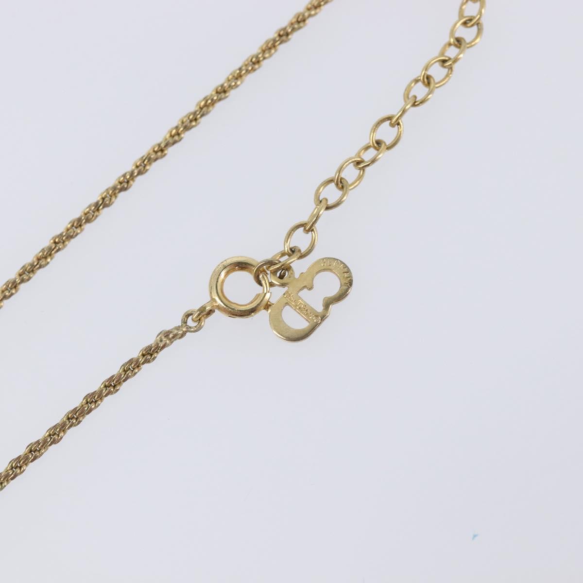 Christian Dior CD Logo Necklace Metal Gold Tone Auth SK165