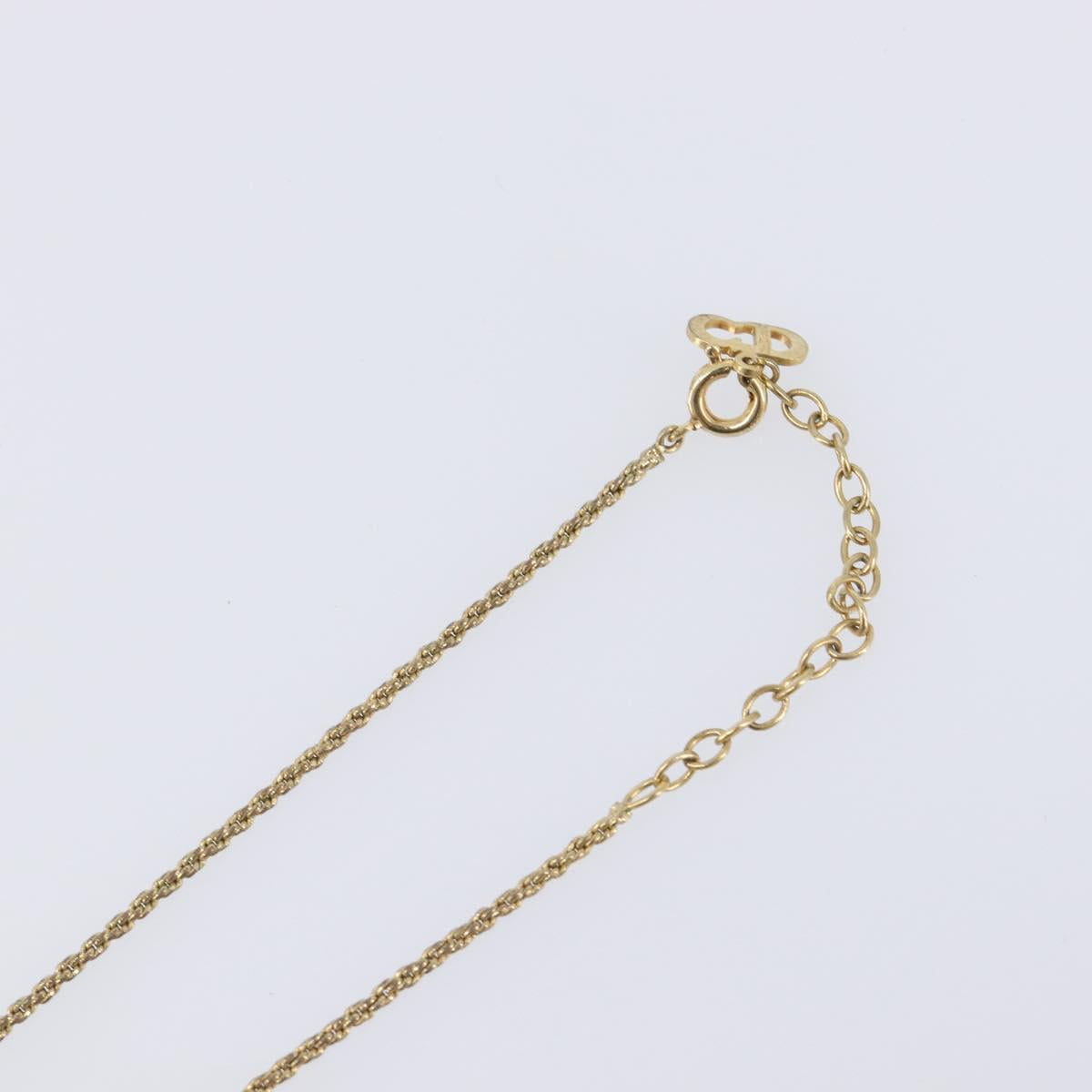 Christian Dior CD Logo Necklace Metal Gold Tone Auth SK165