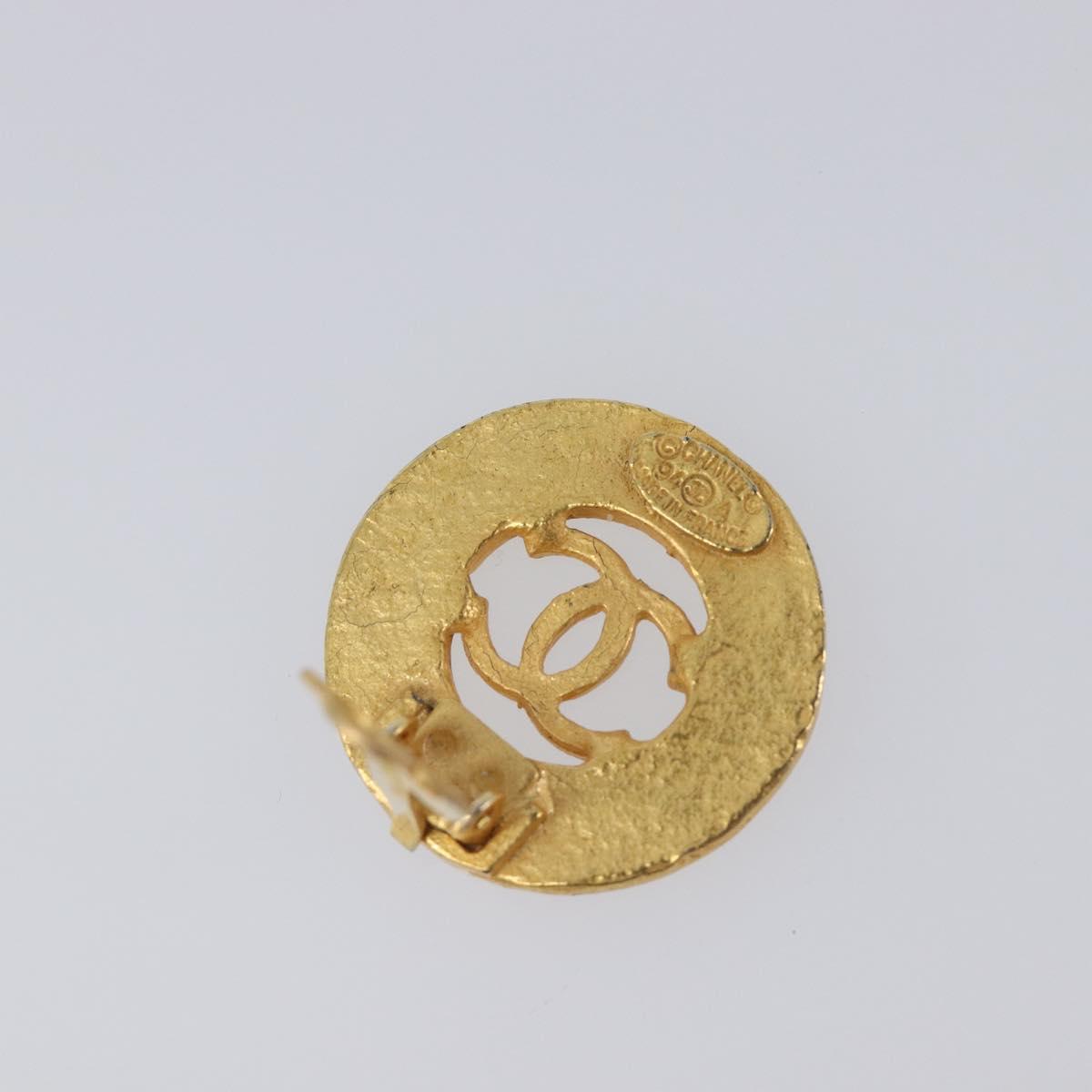 CHANEL COCO Mark Earring Metal Gold Tone CC Auth SK166