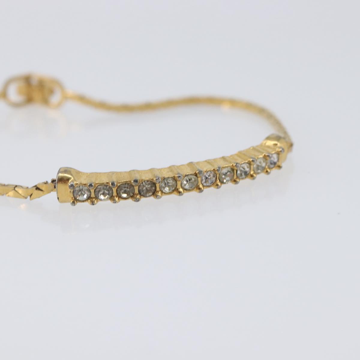 Christian Dior Rhinestone Bracelet Metal Gold Tone Auth SK172