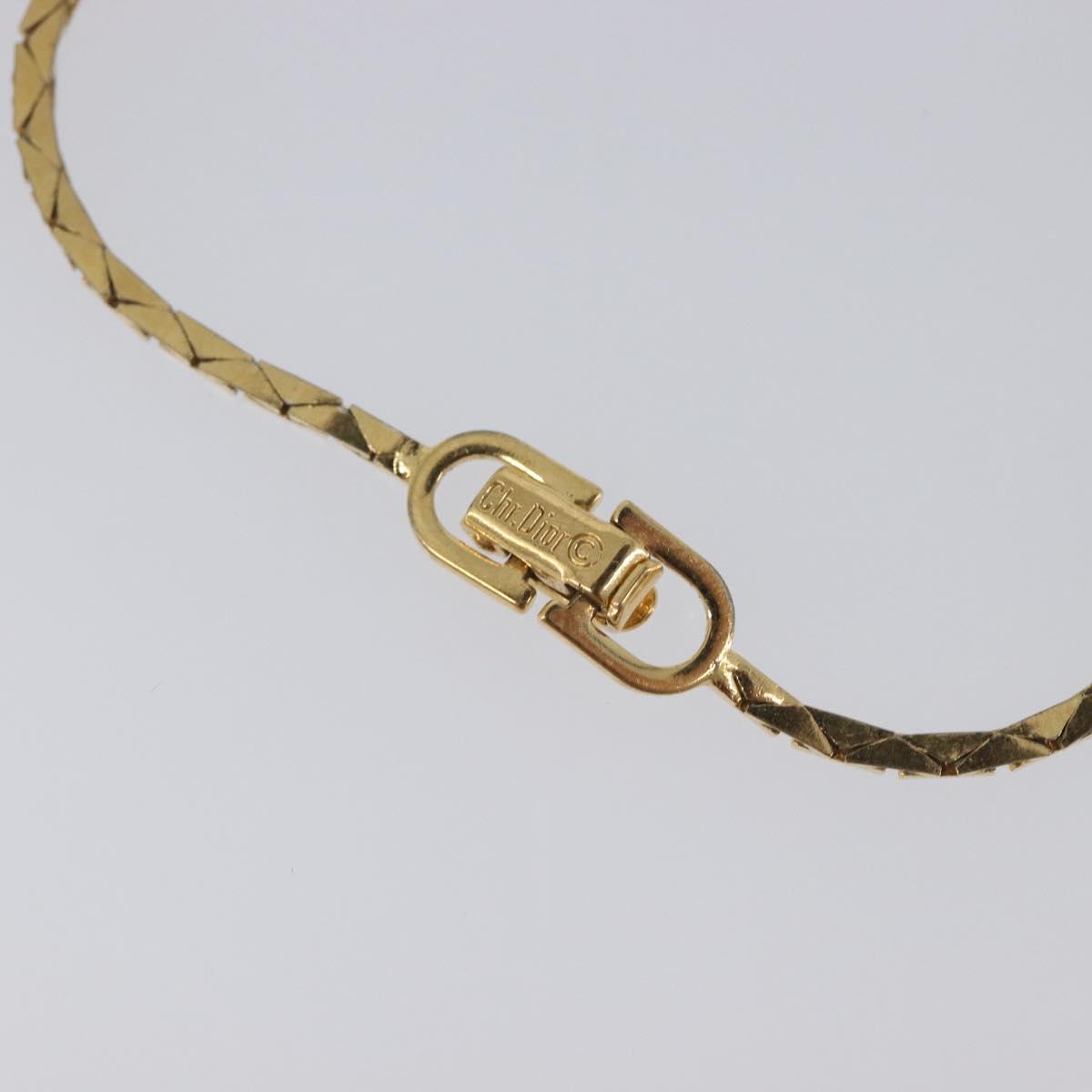 Christian Dior Rhinestone Bracelet Metal Gold Tone Auth SK172