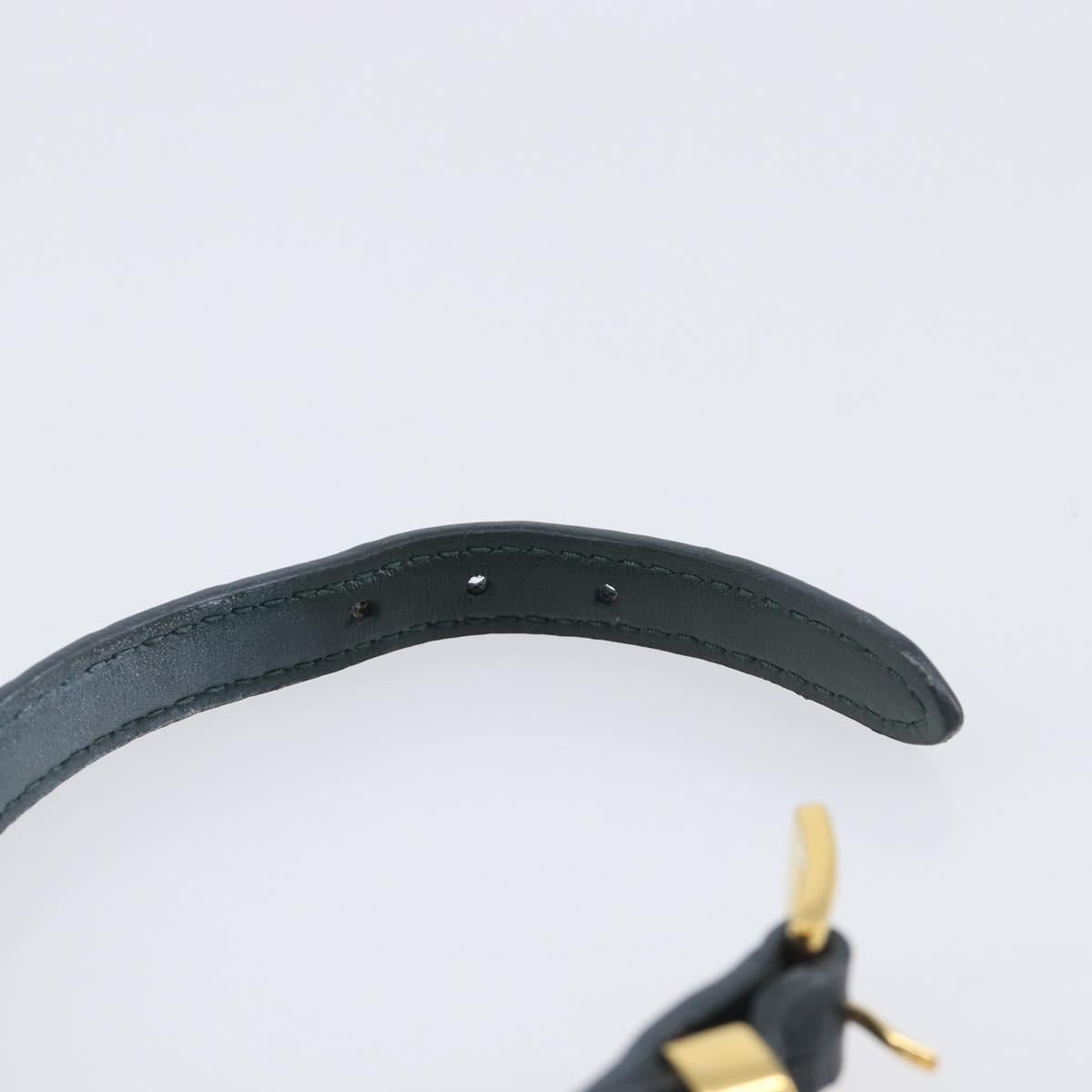 Miu Miu 1P Stone Bracelet Leather Metal Navy Gold Tone Auth SK174