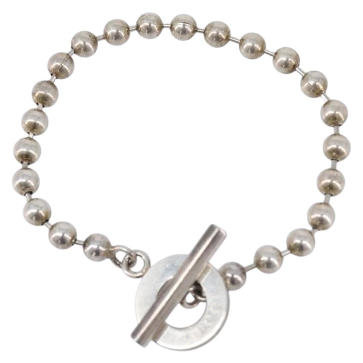 GUCCI Ball Chain Bracelet Ag925 Silver Auth SK177