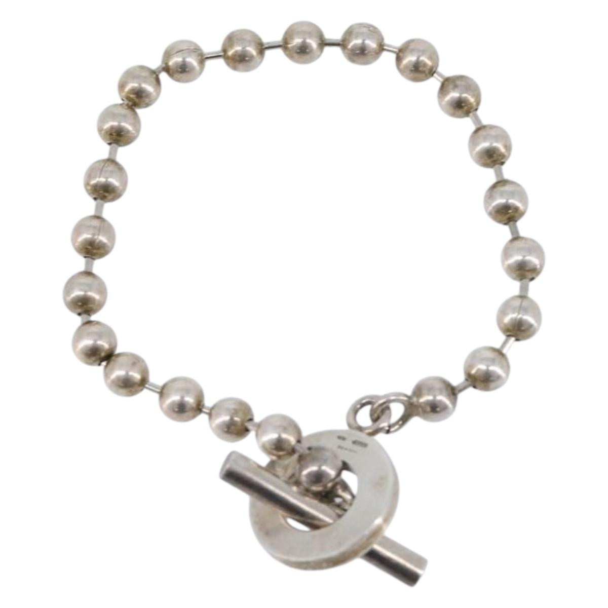 GUCCI Ball Chain Bracelet Ag925 Silver Auth SK177