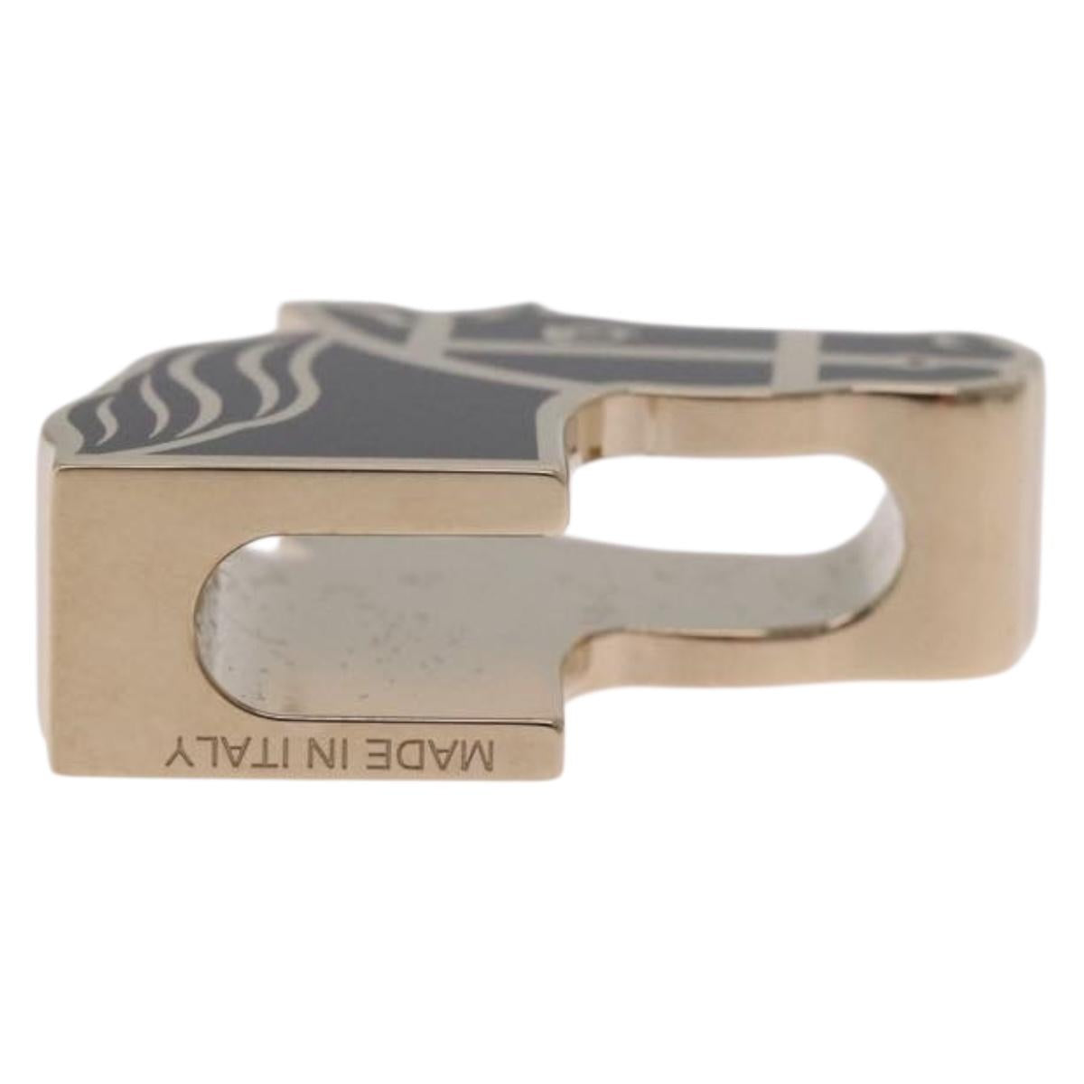 HERMES Quadrije Twilly Ring Metal Gold Tone Black Auth SK204M