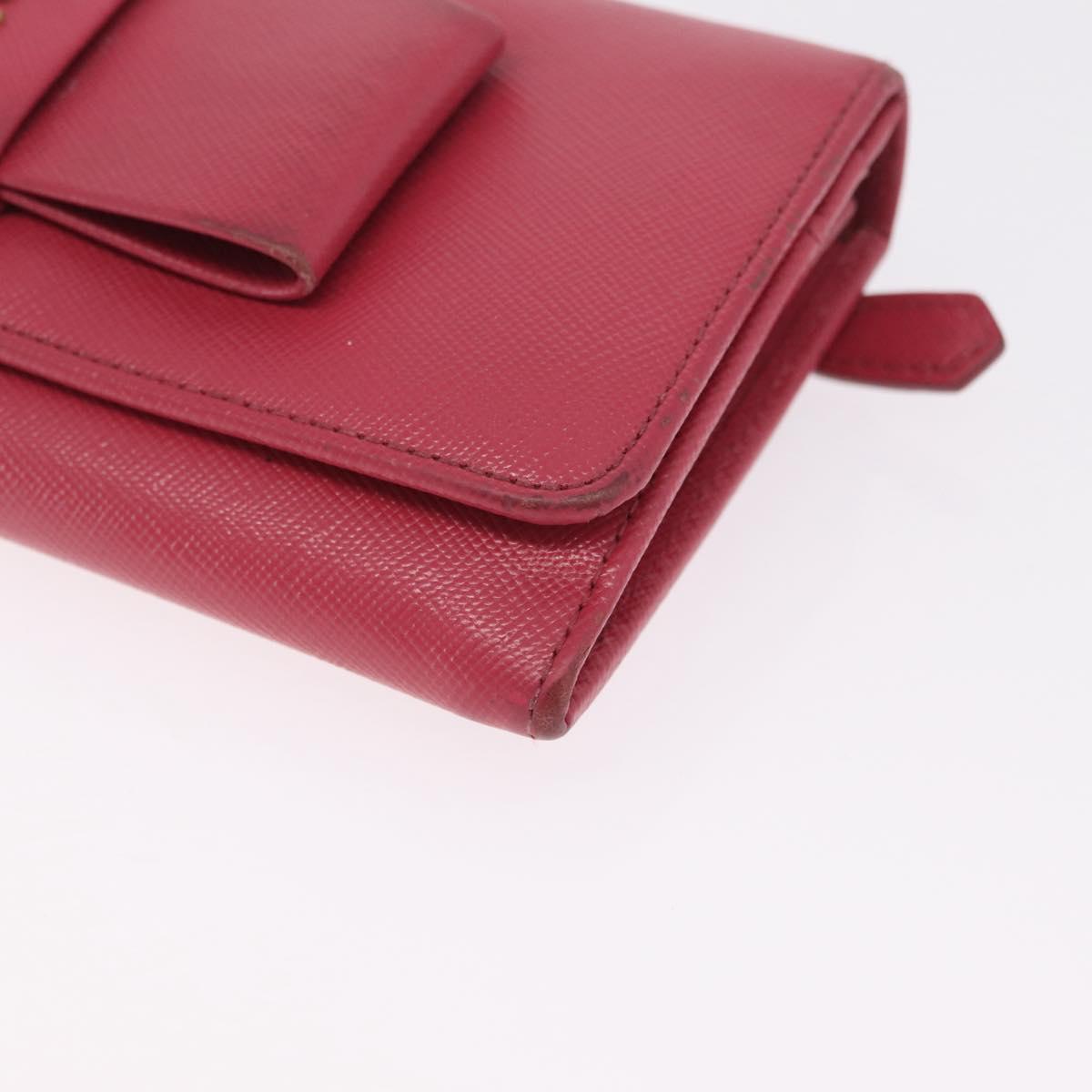 PRADA Long Wallet Saffiano leather Pink Gold Auth SK256