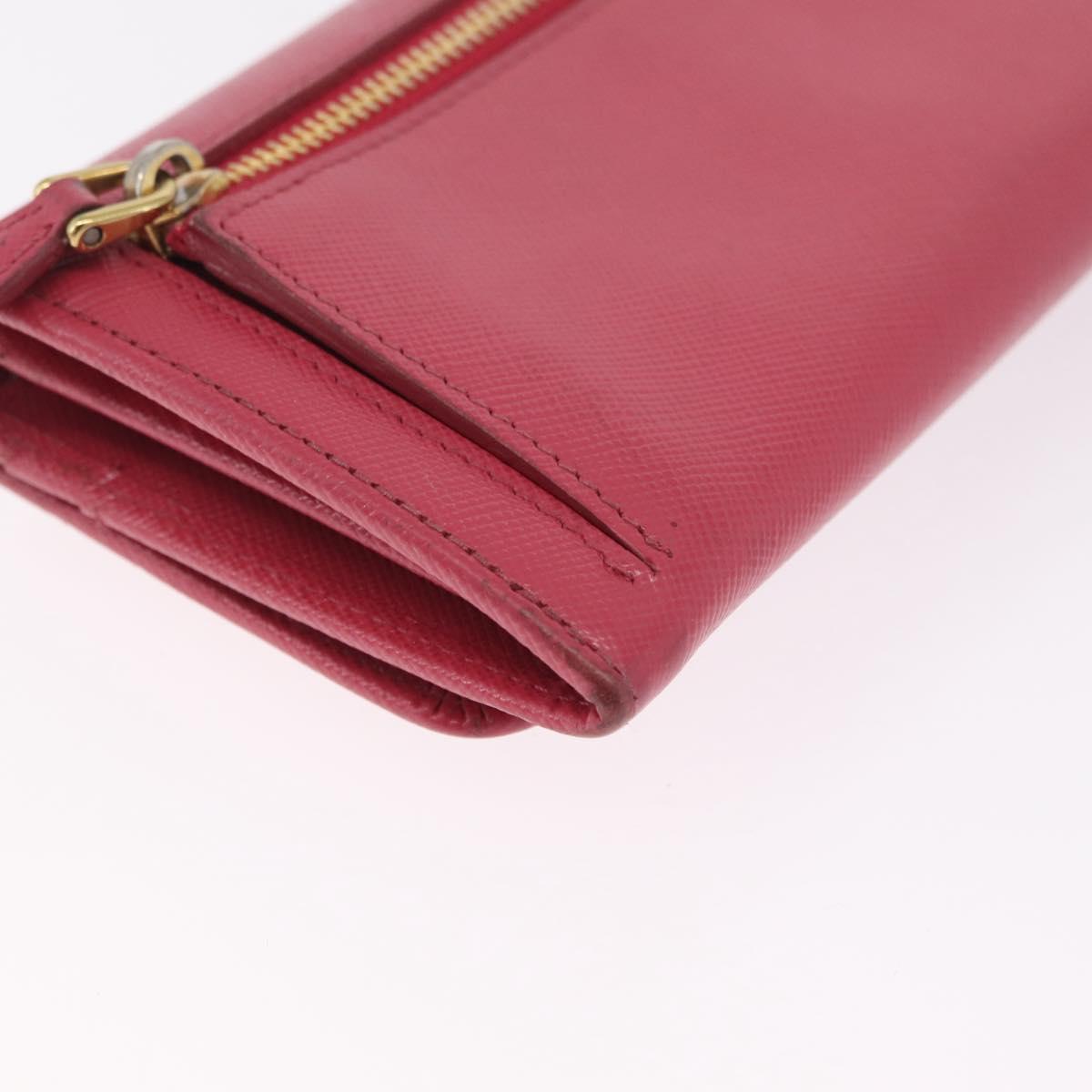 PRADA Long Wallet Saffiano leather Pink Gold Auth SK256