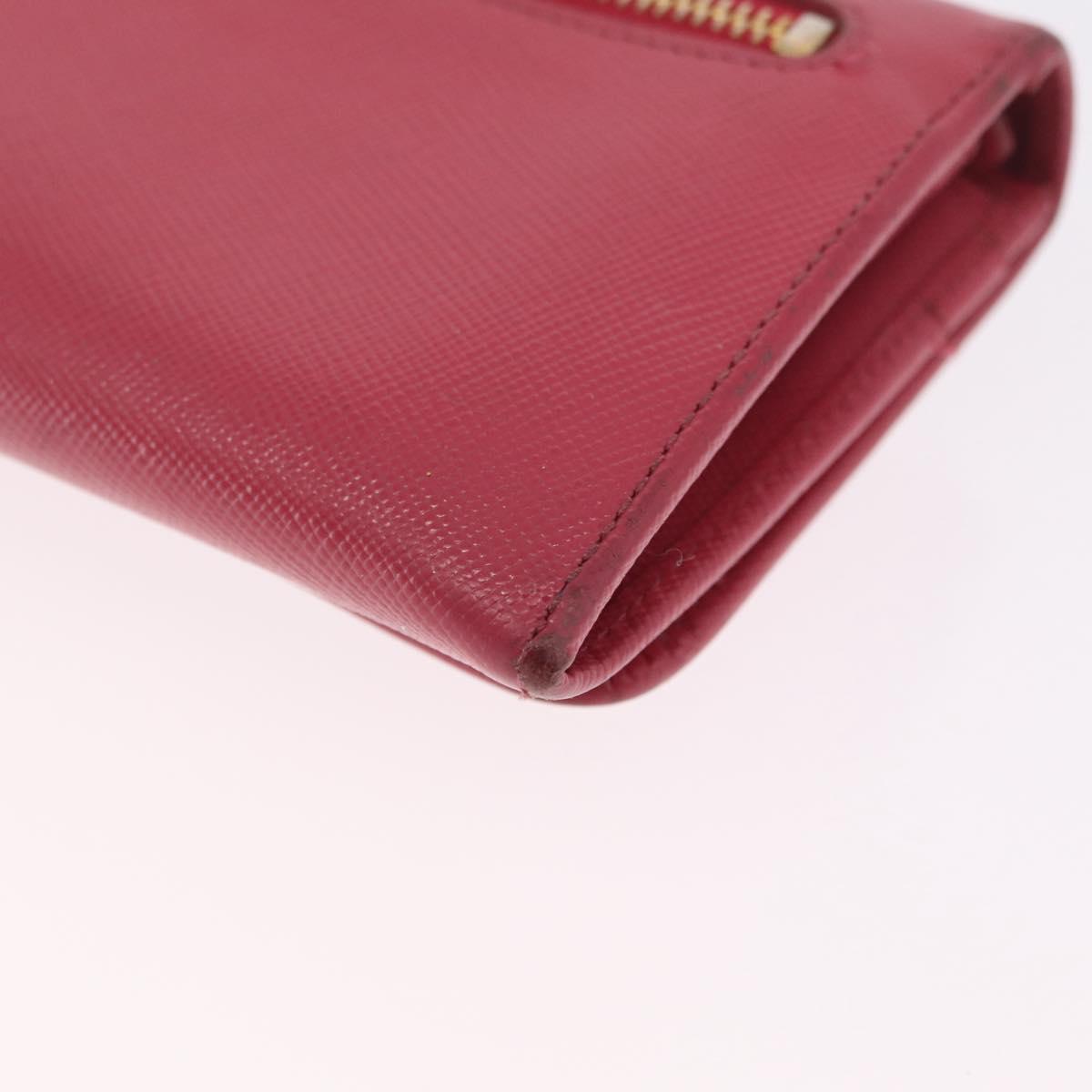 PRADA Long Wallet Saffiano leather Pink Gold Auth SK256