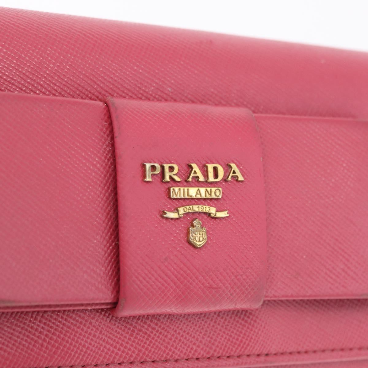 PRADA Long Wallet Saffiano leather Pink Gold Auth SK256