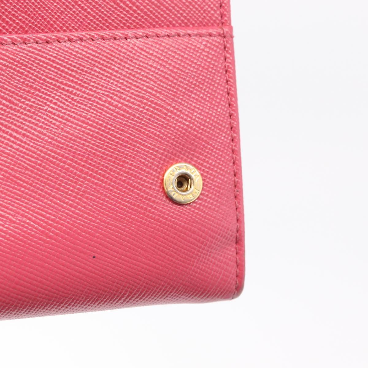PRADA Long Wallet Saffiano leather Pink Gold Auth SK256