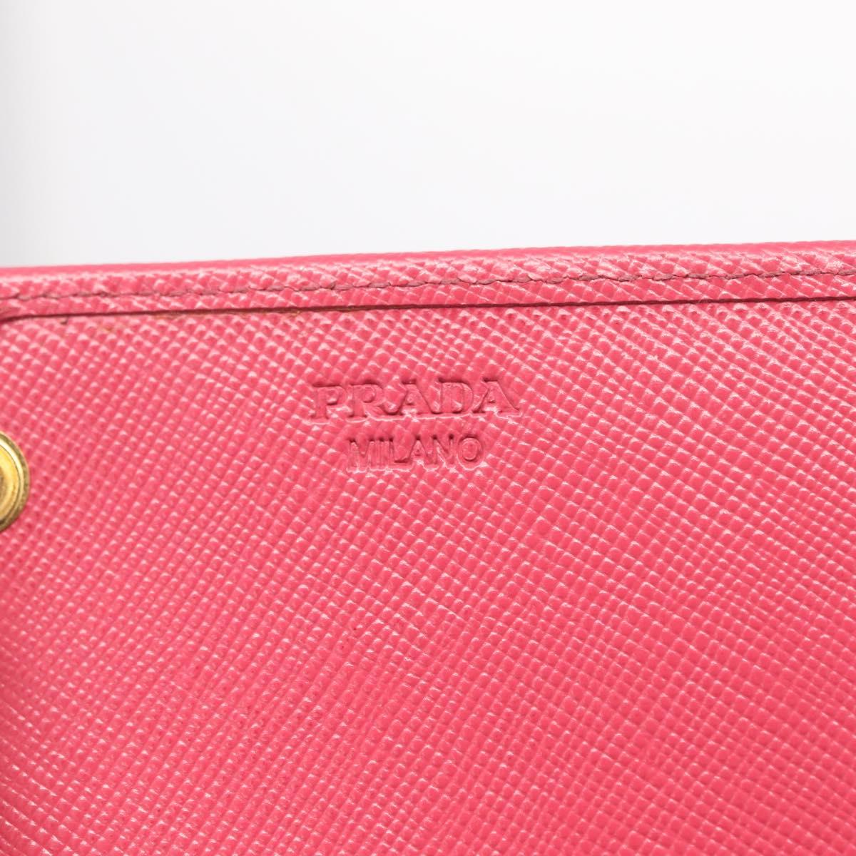 PRADA Long Wallet Saffiano leather Pink Gold Auth SK256