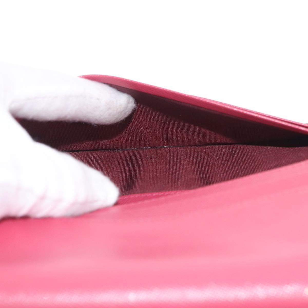 PRADA Long Wallet Saffiano leather Pink Gold Auth SK256