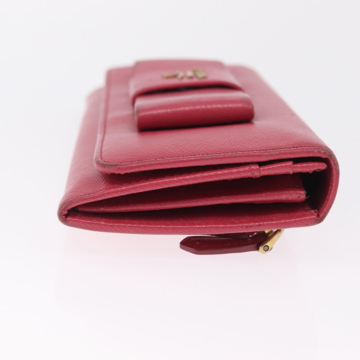 PRADA Long Wallet Saffiano leather Pink Gold Auth SK256
