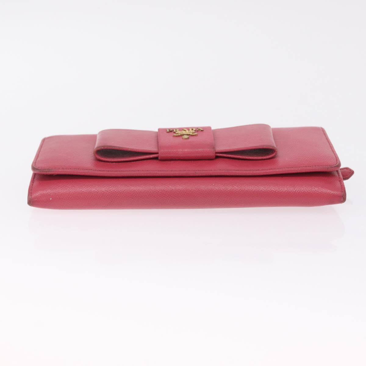 PRADA Long Wallet Saffiano leather Pink Gold Auth SK256