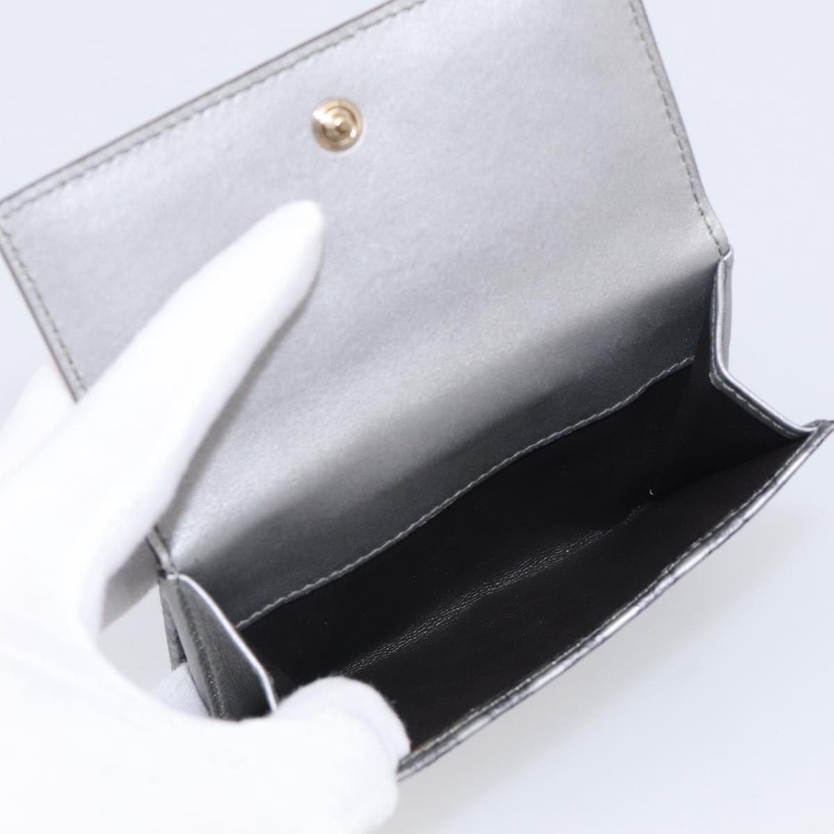 GUCCI GG Canvas Guccissima Wallet Leather Silver Beige 203549 Auth SK266