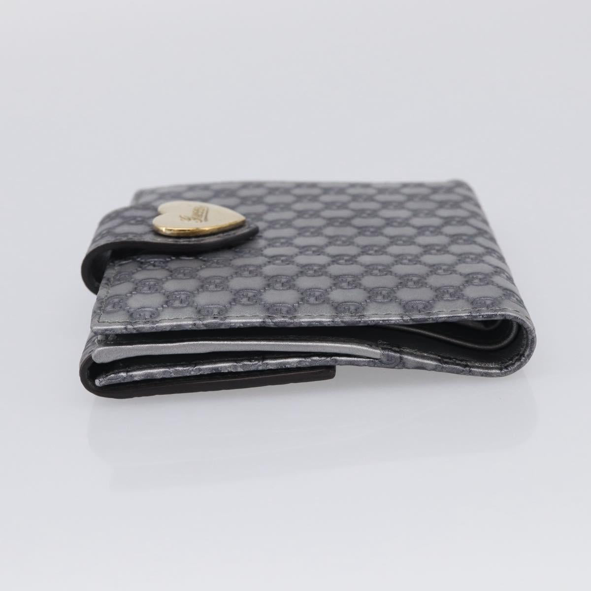 GUCCI GG Canvas Guccissima Wallet Leather Silver Beige 203549 Auth SK266