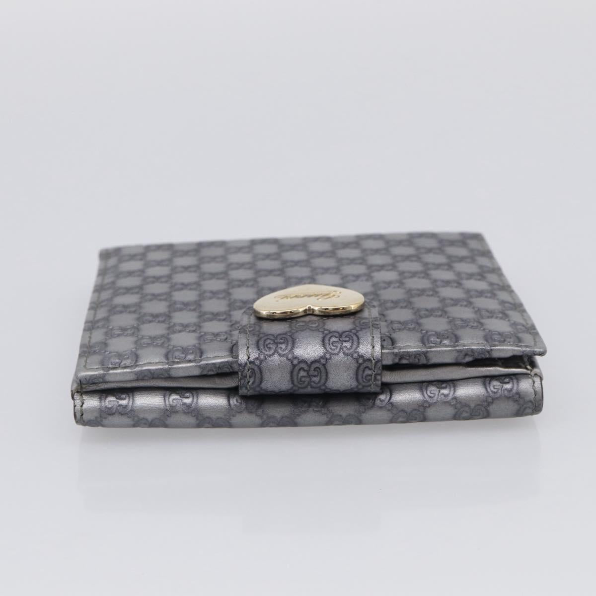 GUCCI GG Canvas Guccissima Wallet Leather Silver Beige 203549 Auth SK266