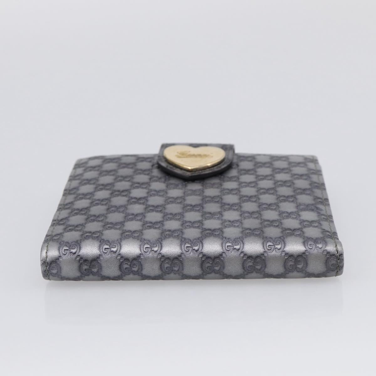 GUCCI GG Canvas Guccissima Wallet Leather Silver Beige 203549 Auth SK266