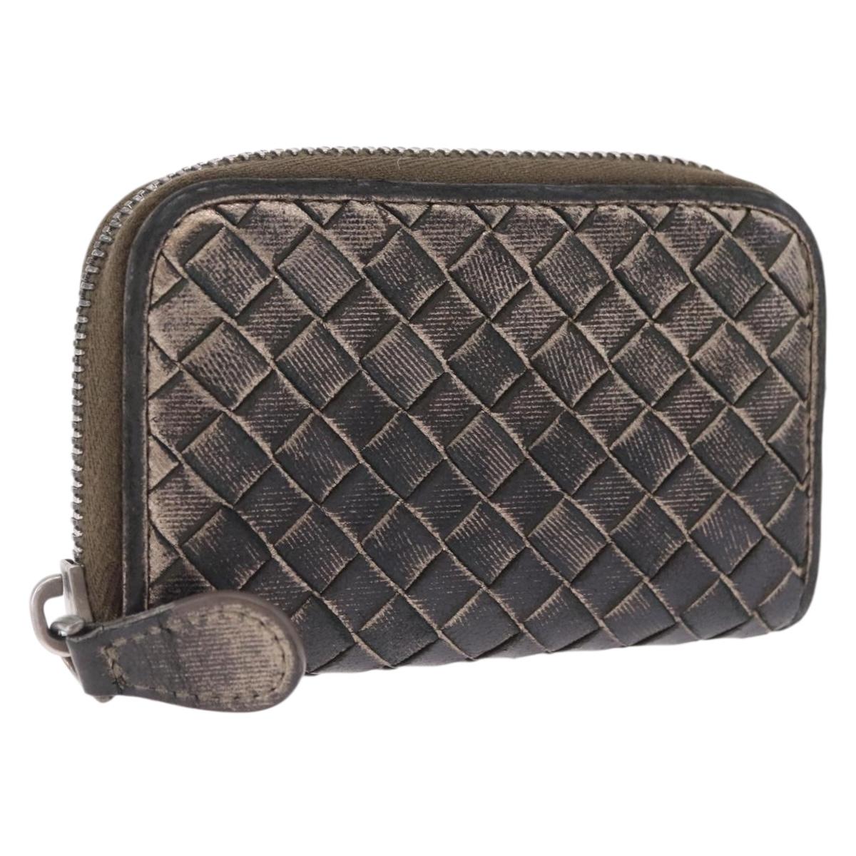 Bottega Veneta INTRECCIATO Coin Purse Leather Black 114075 Auth SK268