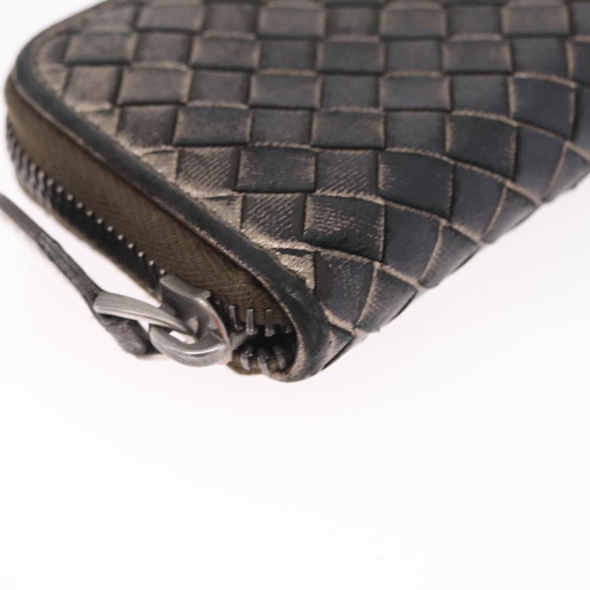 Bottega Veneta INTRECCIATO Coin Purse Leather Black 114075 Auth SK268