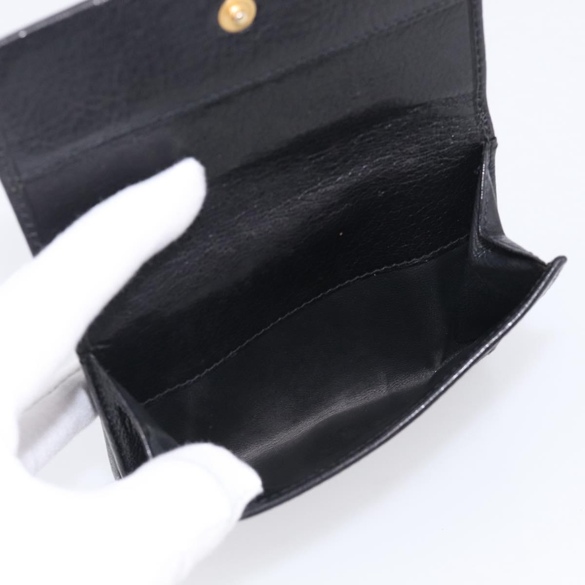GUCCI Interlocking G Studs Bifold Wallet Leather Black Gold Auth SK274