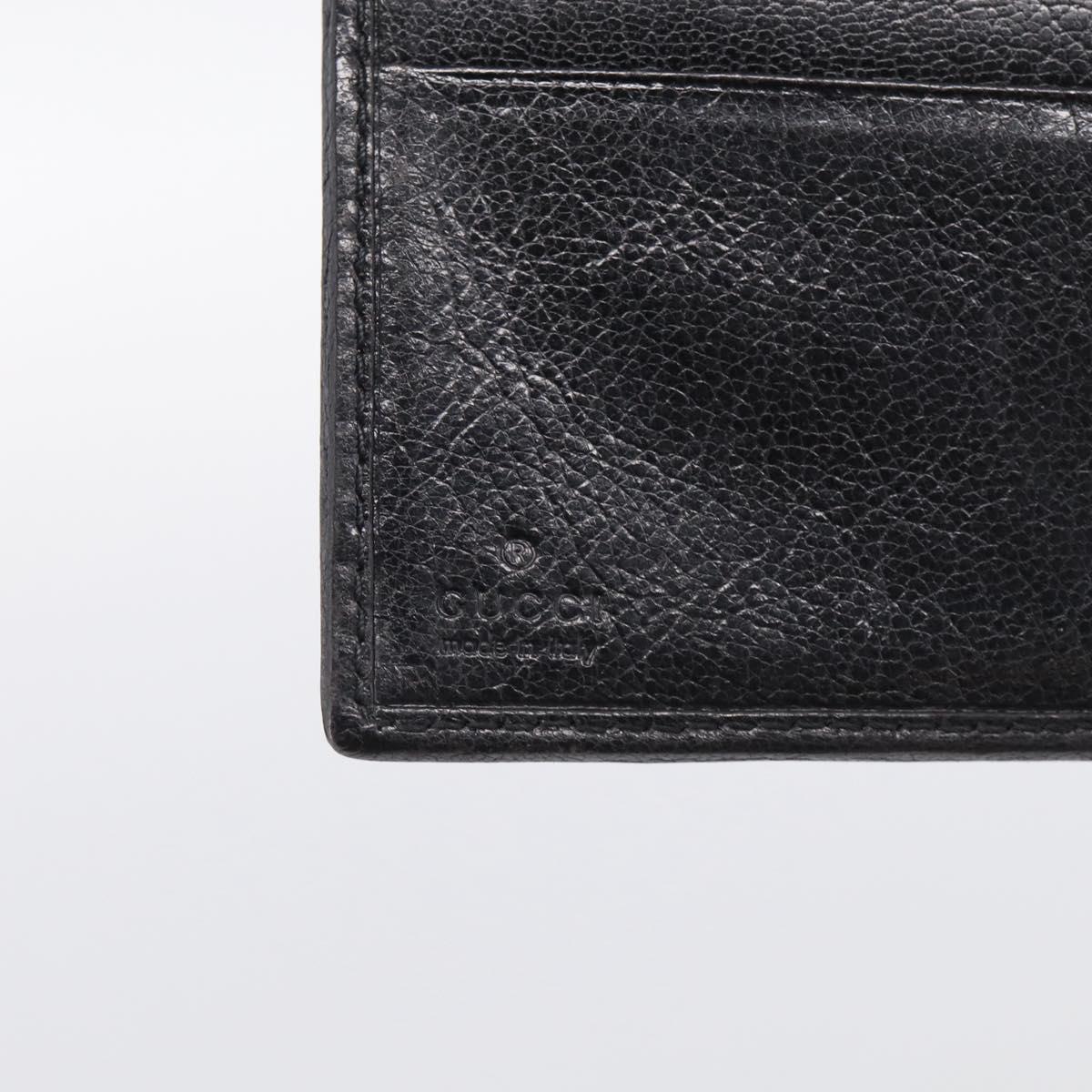 GUCCI Interlocking G Studs Bifold Wallet Leather Black Gold Auth SK274