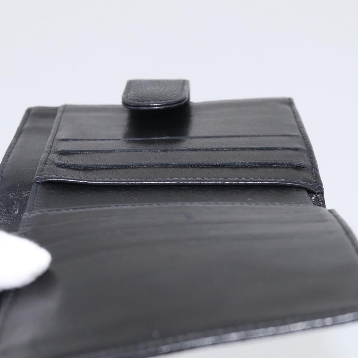 CHANEL Bifold Wallet Caviar Skin Black Gold CC Auth SK286