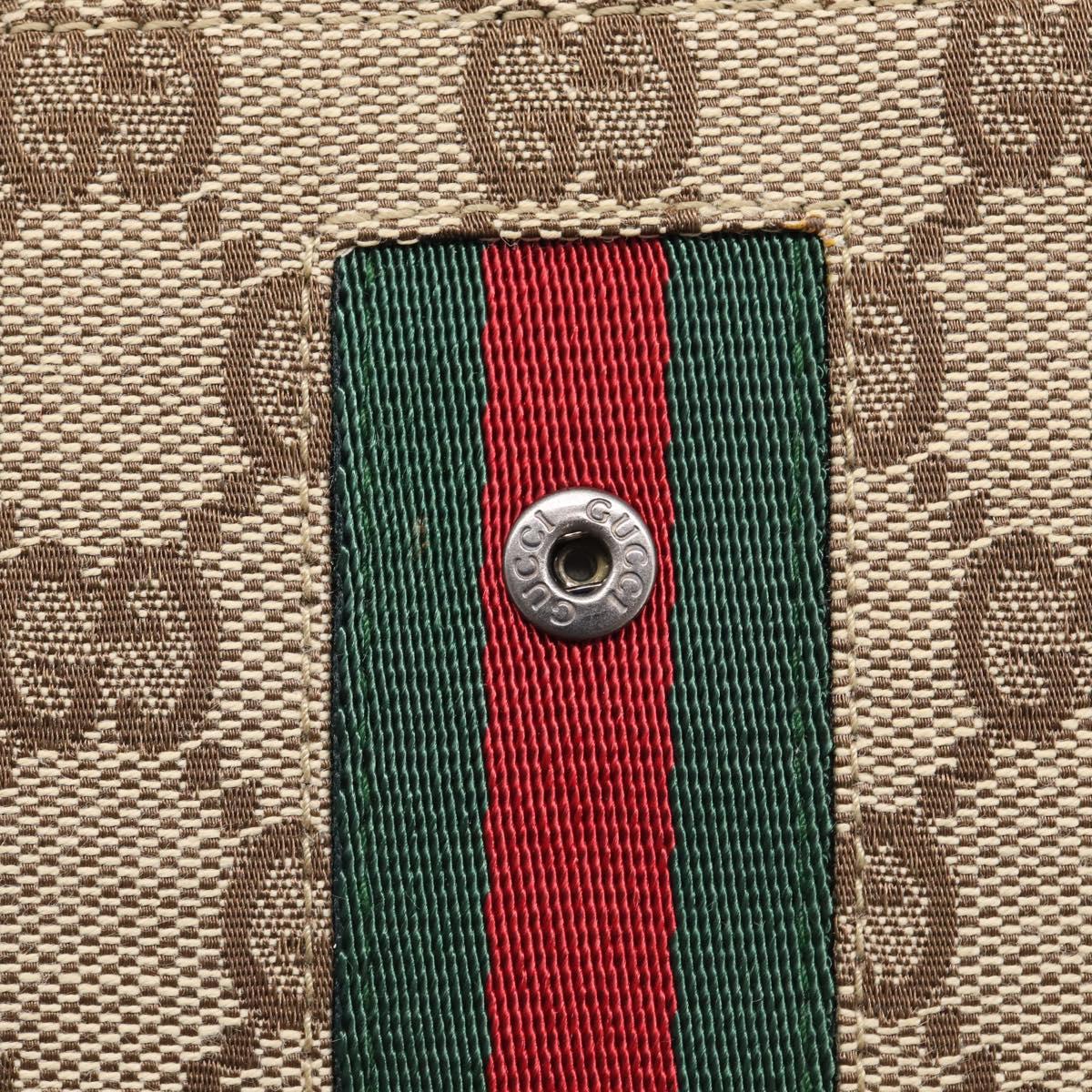 GUCCI GG Canvas Jackie Web Sherry Line Wallet Beige Silver Red Auth SK287A