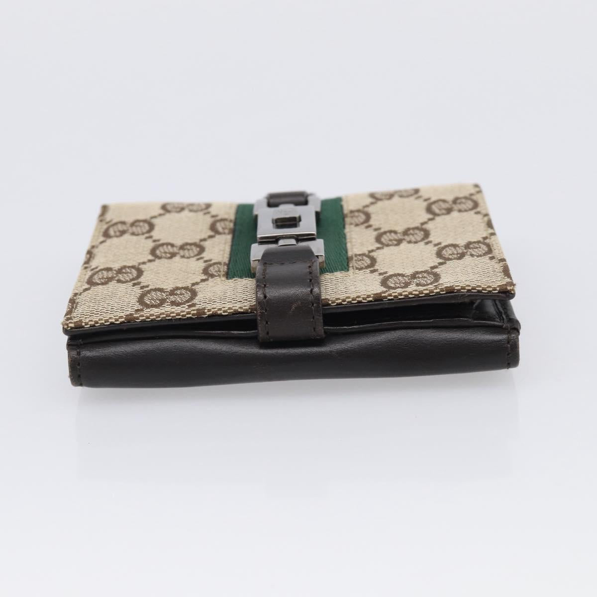 GUCCI GG Canvas Jackie Web Sherry Line Wallet Beige Silver Red Auth SK287A