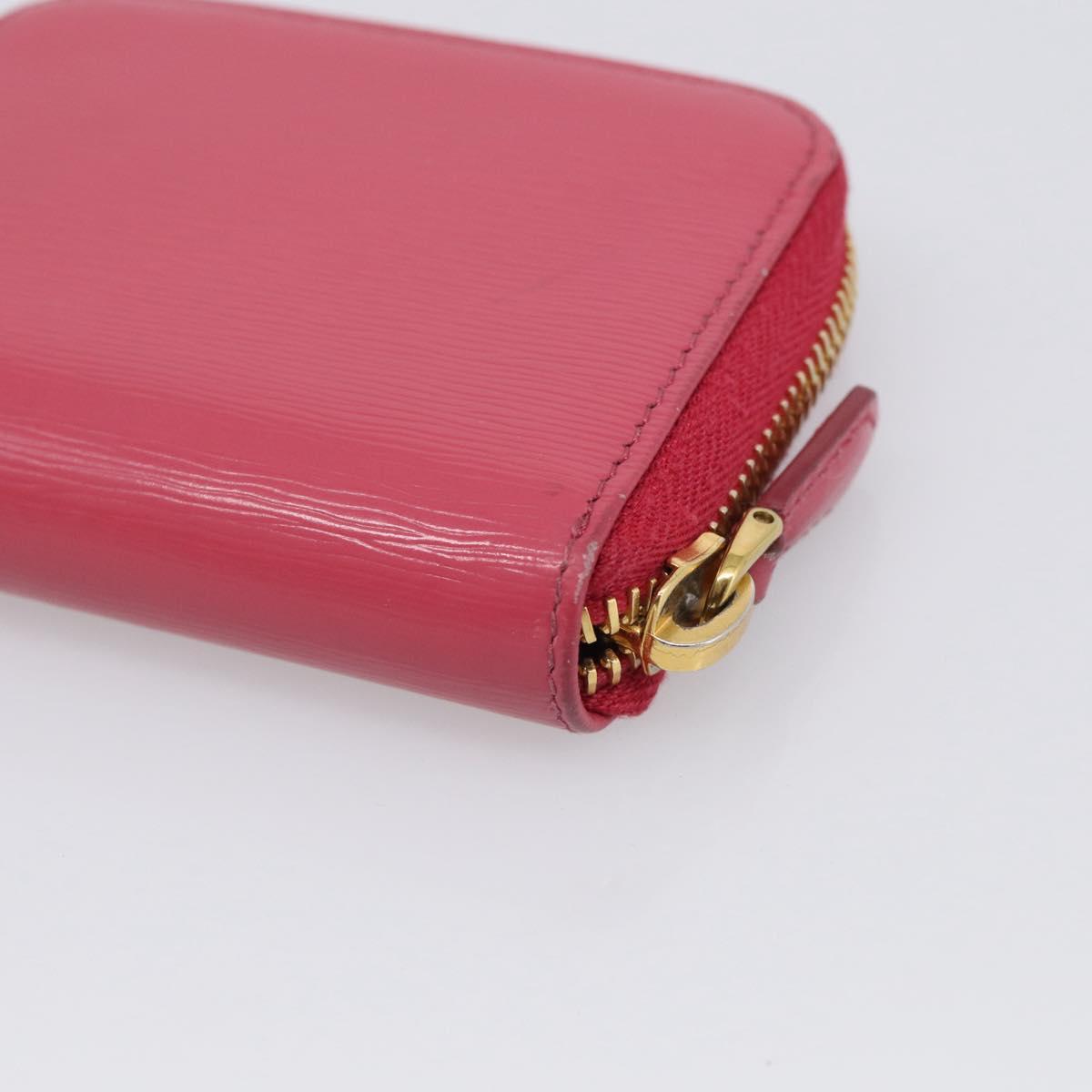 PRADA Coin Purse Leather Pink Gold Auth SK289