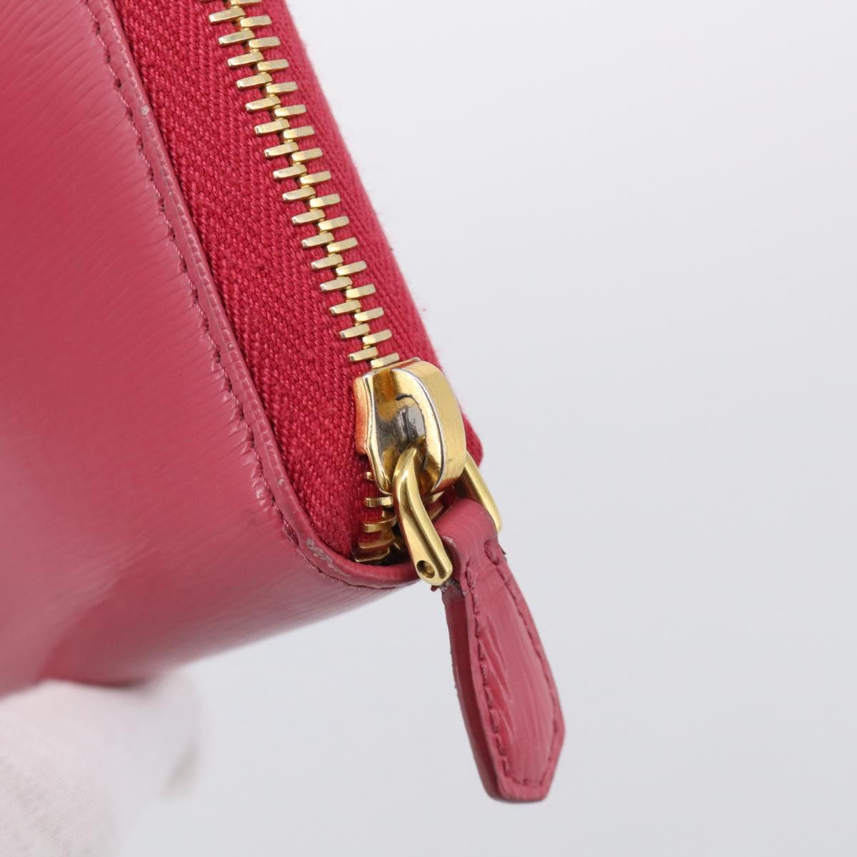 PRADA Coin Purse Leather Pink Gold Auth SK289