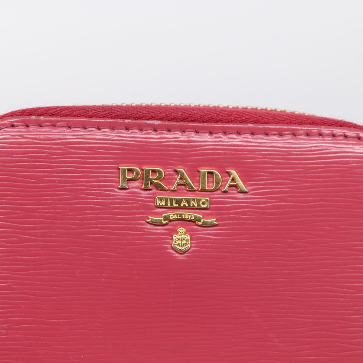 PRADA Coin Purse Leather Pink Gold Auth SK289