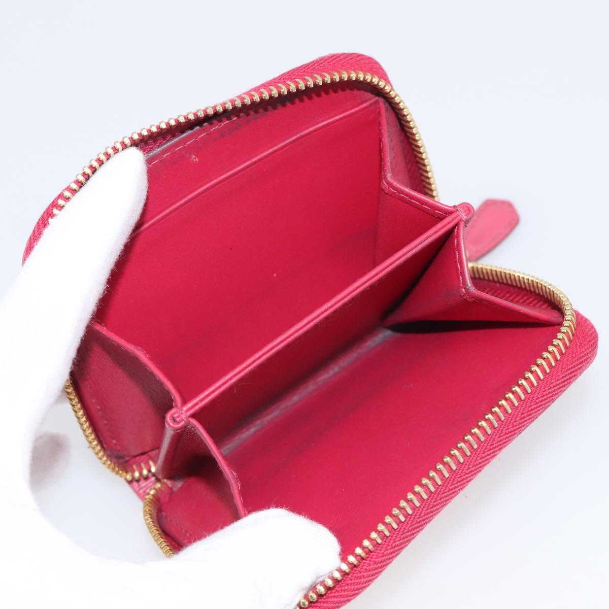 PRADA Coin Purse Leather Pink Gold Auth SK289