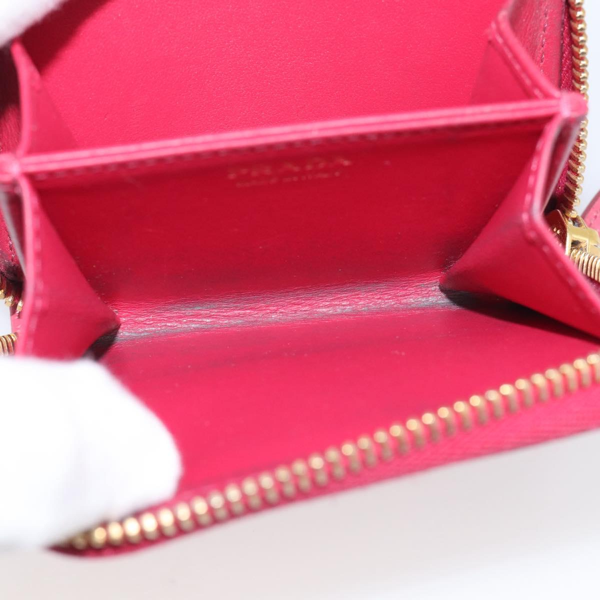 PRADA Coin Purse Leather Pink Gold Auth SK289