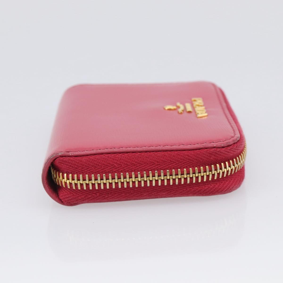 PRADA Coin Purse Leather Pink Gold Auth SK289