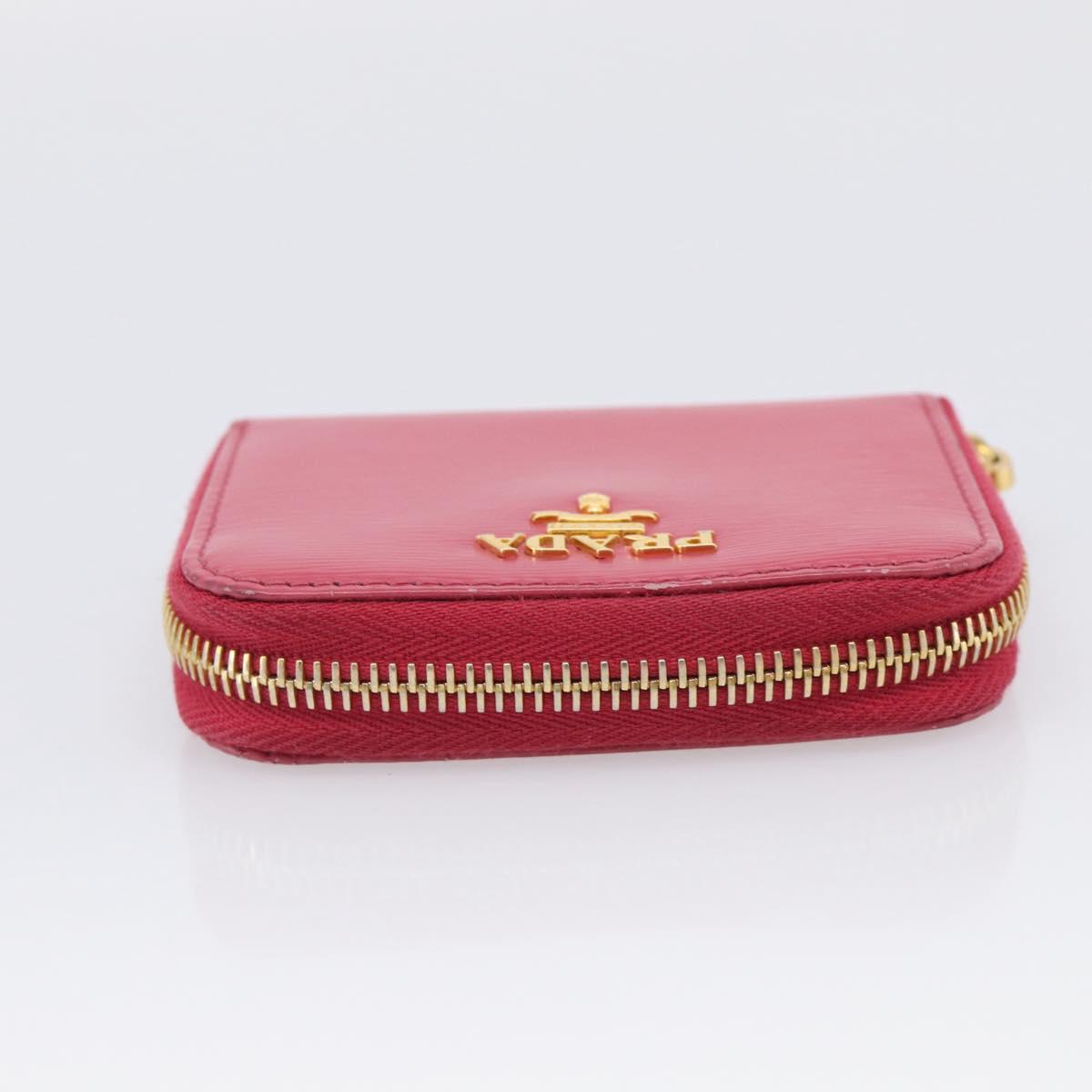 PRADA Coin Purse Leather Pink Gold Auth SK289